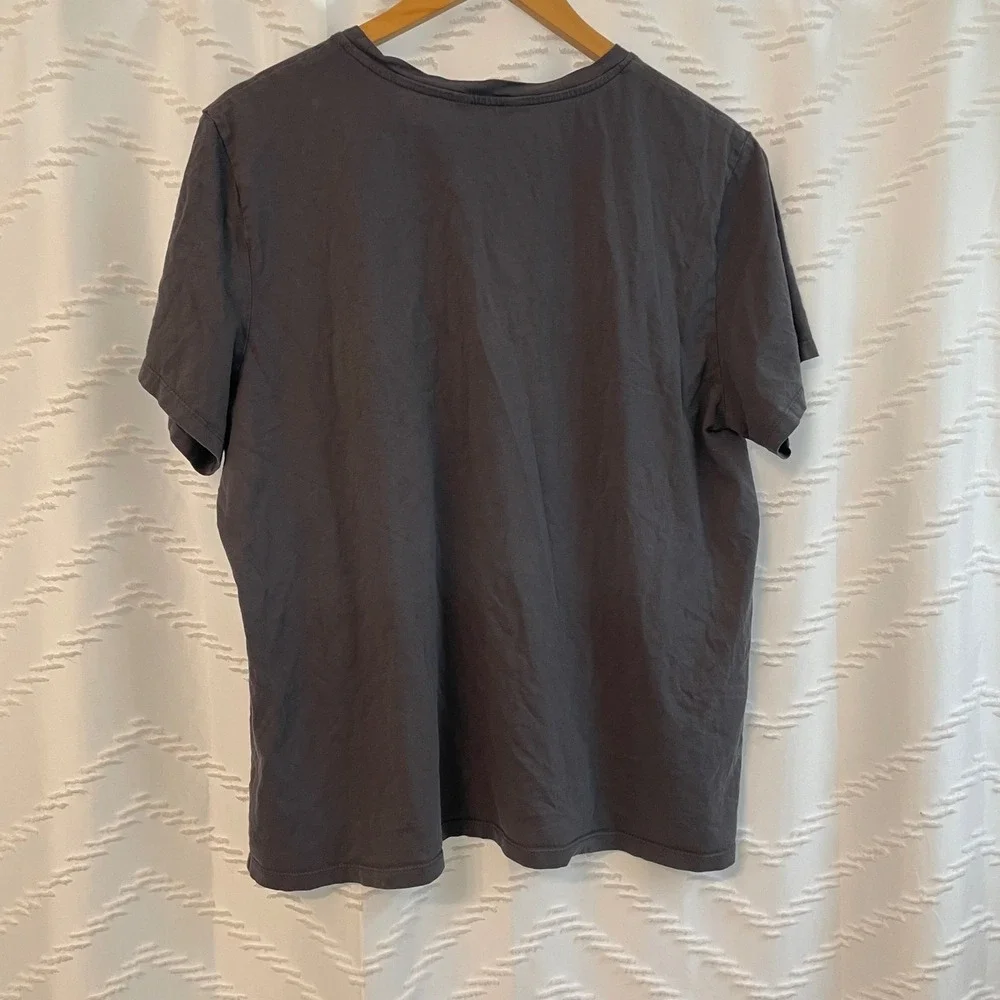 Time and Tru Womens XXL 20 Be Happy Embroidered Graphic T-Shirt Charcoal Grey